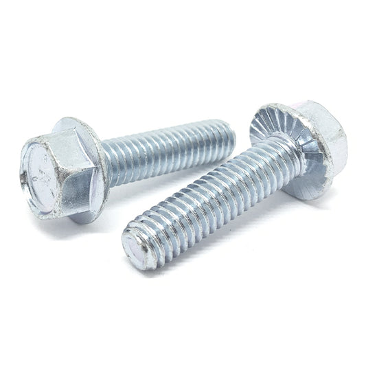 #10-32x3/8" Grade 5 Serrated Hex Flange Bolts Zinc Clear