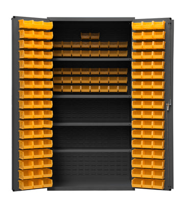 Cabinet, 4 Shelves, 144 Yellow Bins