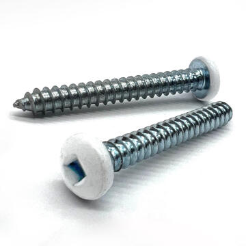 #10x1" Pan Head Square Drive Type AB Sheet Metal Screw White Painted Head Zinc