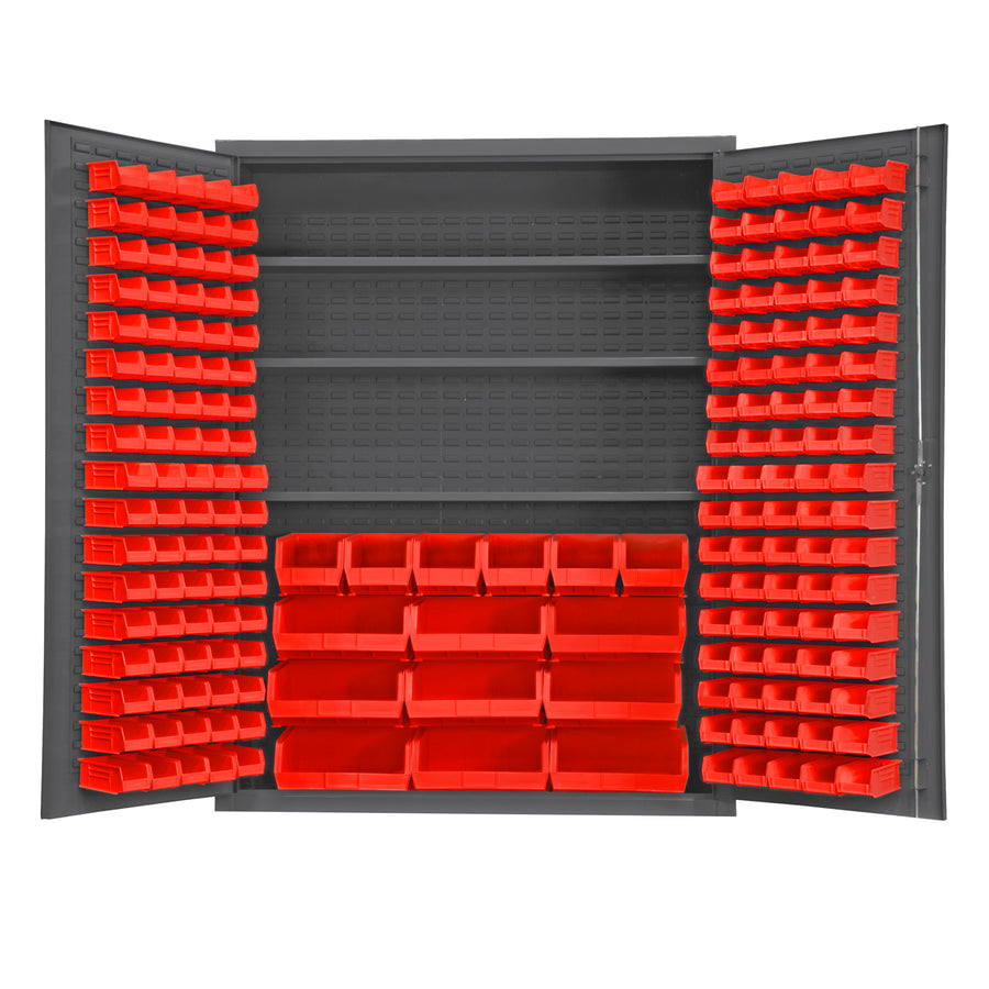 Cabinet, 3 Shelves, 185 Red Bins