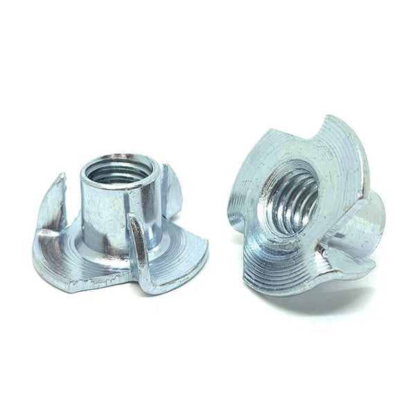 #10-32x5/16" Steel 3 Prong T Nuts Zinc Clear