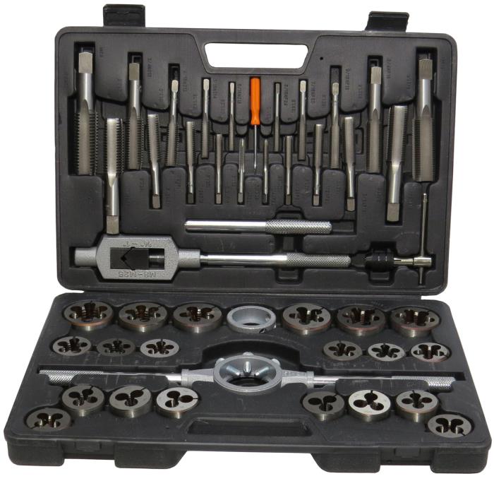 40 Piece 3.00mm - 12.00mm Carbon Steel Tap and Die Set with Hex Die