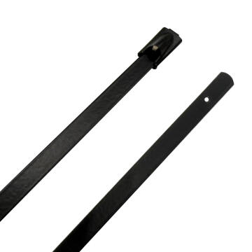 20.4" 150lb 316 Stainless Steel Zip Cable Tie Black Polyester Coated