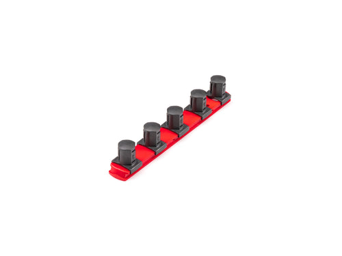 3/4 Inch Drive x 8 Inch Socket Rail, 5 Clips (Red)