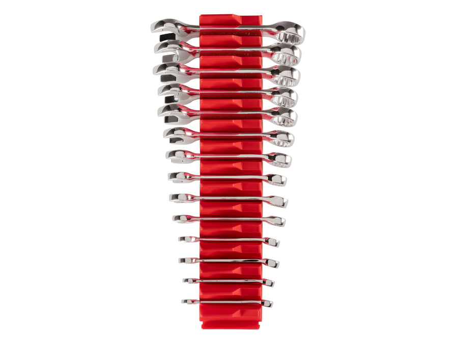 Stubby Combination Wrench Set with Modular Organizers, 14-Piece (6-19 mm)
