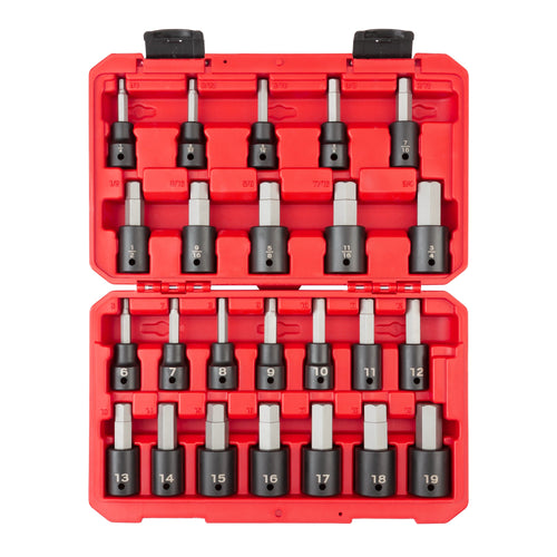 1/2 Inch Drive Hex Impact Bit Socket Set with Case, 24-Piece (1/4 - 3/4 in., 6 - 19 mm)