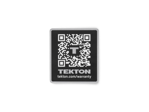Tekton Warranty QR Code Sticker, Matte Black (2.1 x 2.3 in.)