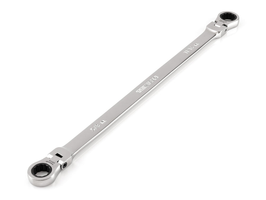 5/8 x 11/16 Inch Long Flex Head 12-Point Ratcheting Box End Wrench