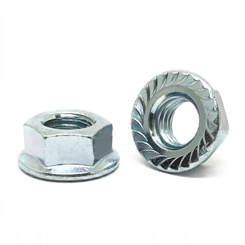 1/2"-20 Case Hard Steel Serrated Hex Flange Lock Nuts Zinc