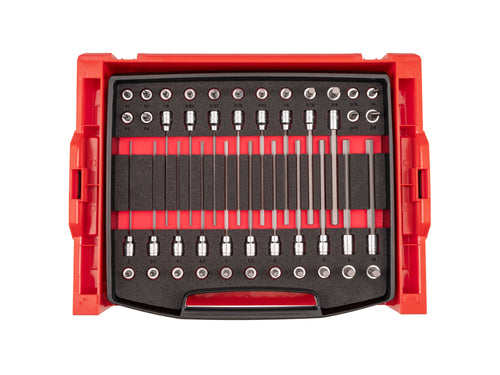 3/8 Inch Drive Standard and Long Bit Socket Set with Open Top Drawer and Rack (46-Piece)