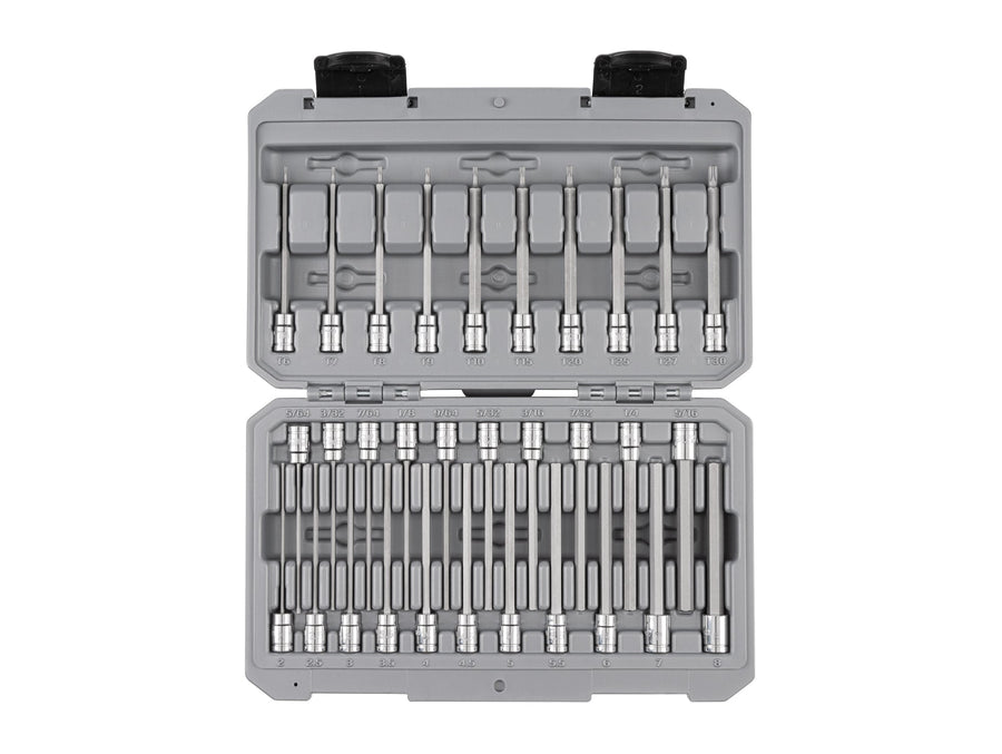 1/4 Inch Drive Long Hex and Torx Bit Socket Set with Case, 31-Piece (5/64 - 5/16 in., 2 - 8 mm, T6 - T30)