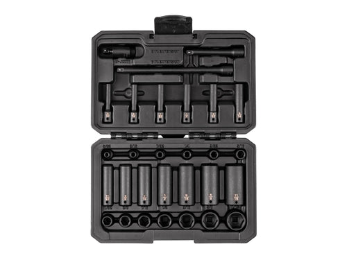 1/4 Inch Drive Shallow 6-Point Impact Socket Set with Case, 29-Piece (5/32 - 11/16 in.)