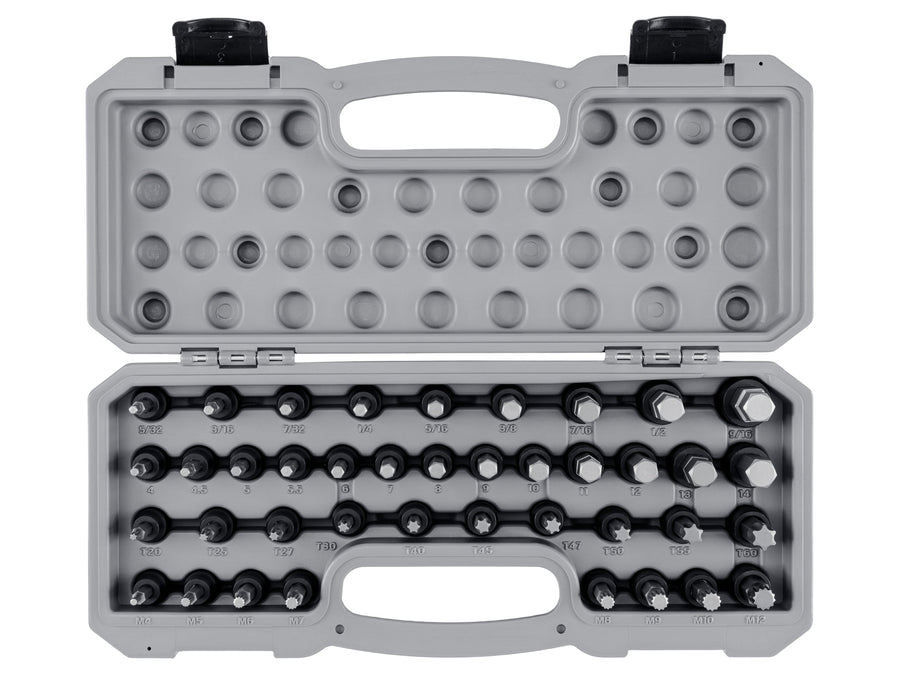 3/8 Inch Drive Hex, Torx, Triple Square Impact Bit Socket Set with Case (40-Piece)