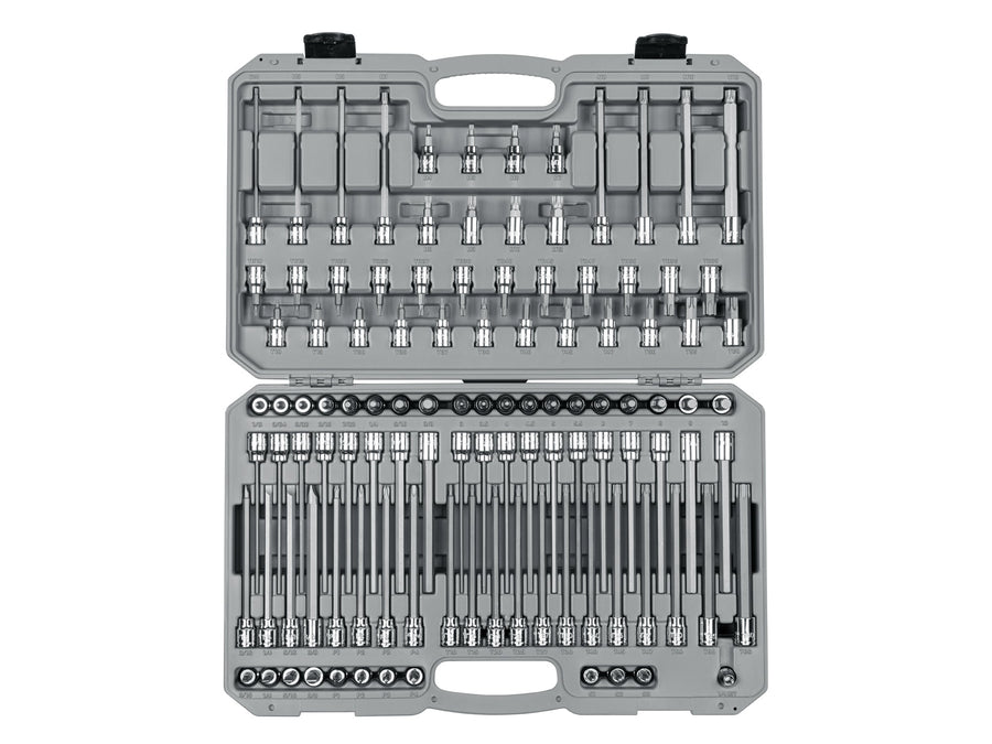 3/8 Inch Drive Hex, Torx, TR Torx, Phillips, Slotted, Square, Triple Square Bit Socket Set with Case (110-Piece)