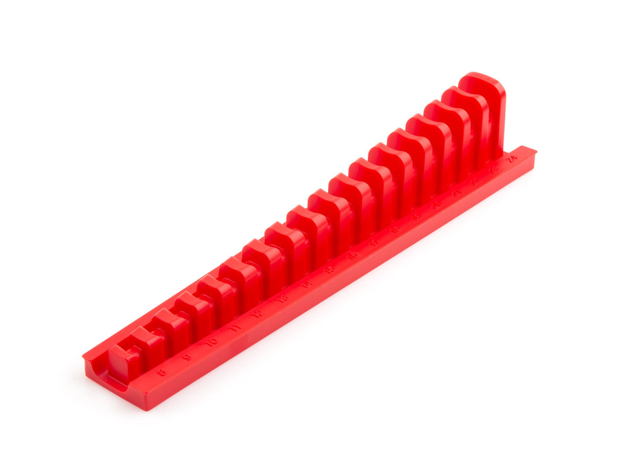 17-Tool 3/8 Inch Drive Crowfoot Wrench Organizer Rack, Red (8 - 24 mm)