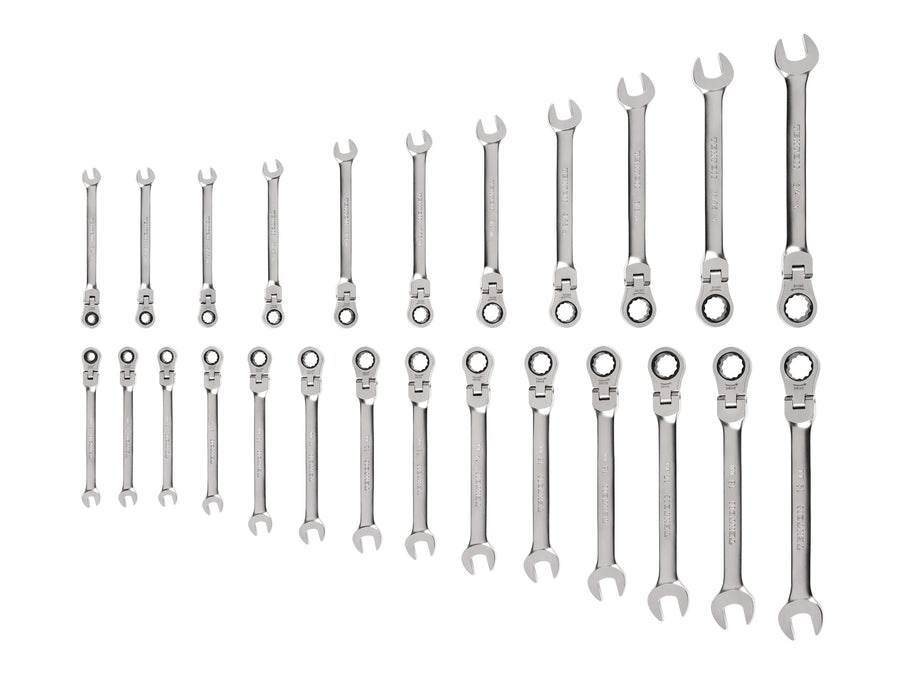 Flex Head 12-Point Ratcheting Combination Wrench Set, 25-Piece (1/4-3/4 in., 6-19 mm)