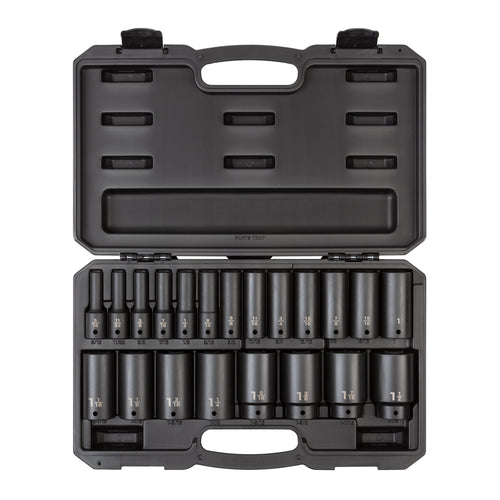 1/2 Inch Drive Deep 6-Point Impact Socket Set with Case, 21-Piece (5/16 - 1-1/2 in.)