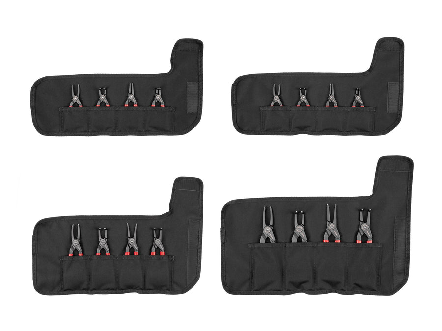 5, 7, 9 Inch Internal and External Retaining Ring Pliers Set with Rolls, 16-Piece (0.037, 0.047, 0.070, 0.090 in. Tips)
