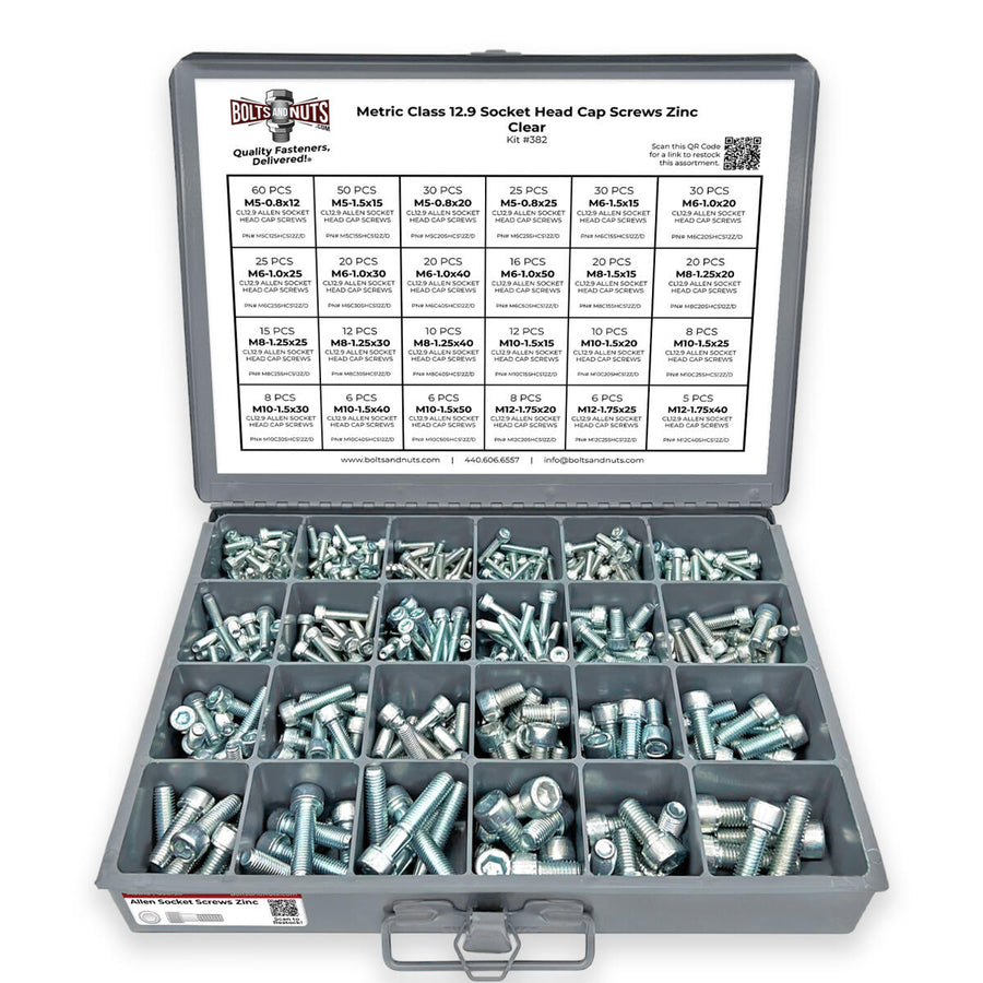 Metric CL12.9 Socket Head Cap Screws Zinc Clear Coarse Thread - 453 pcs