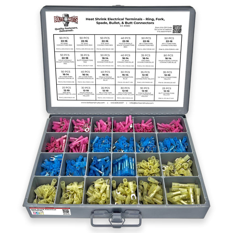 Marine Grade Heat Shrink Terminal Connectors Assortment - 961 Pieces