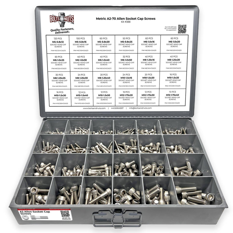 Metric Stainless Steel A2-70 Allen Socket Cap Screws - 905 PCS