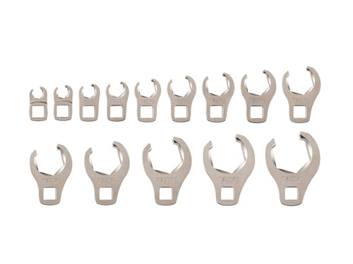 3/8 Inch Drive 6-Point Flare Nut Crowfoot Wrench Set, 14-Piece (5/16 - 1-1/16 in.)