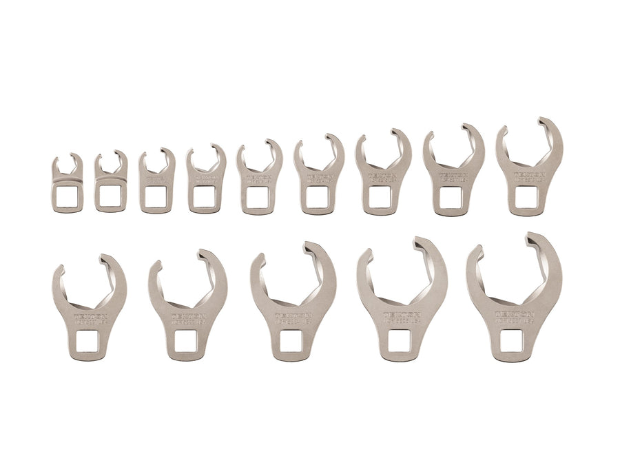 3/8 Inch Drive 6-Point Flare Nut Crowfoot Wrench Set, 14-Piece (5/16 - 1-1/16 in.)