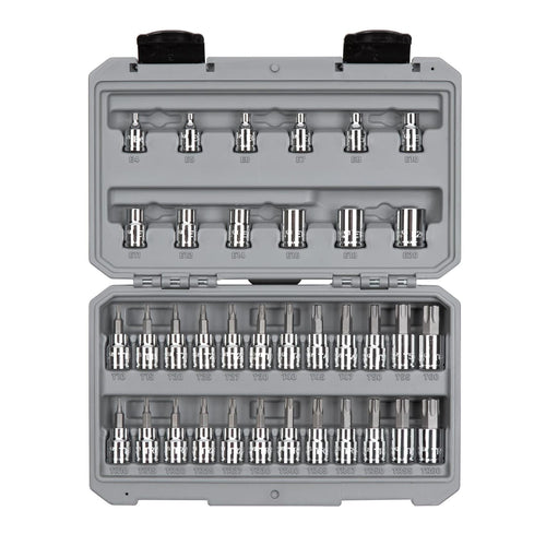 3/8 Inch Drive Torx/TR Torx Bit & External Star Socket Set with Case, 36-Piece (T10 - T60, TR10 - TR60, E4 - E20)