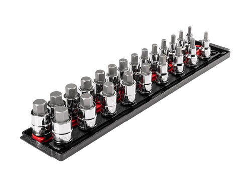 1/2 Inch Drive Hex Bit Socket Set with Rails and Tray, 23-Piece (1/4 - 3/4 in., 6 - 19 mm)