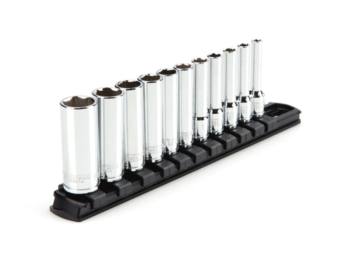 1/4 Inch Drive Deep 6-Point Socket Set with Rail, 11-Piece (5/32 - 9/16 in.)