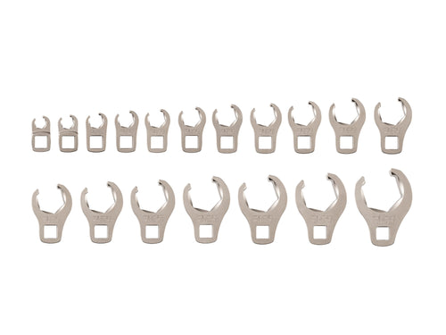 3/8 Inch Drive 6-Point Flare Nut Crowfoot Wrench Set, 18-Piece (8 - 27 mm)