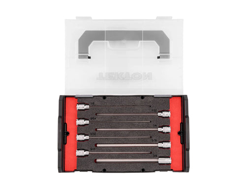 3/8 Inch Drive Long Hex Bit Socket Set with Mini Stacking Tool Box, 8-Piece (1/8 - 3/8 in.)