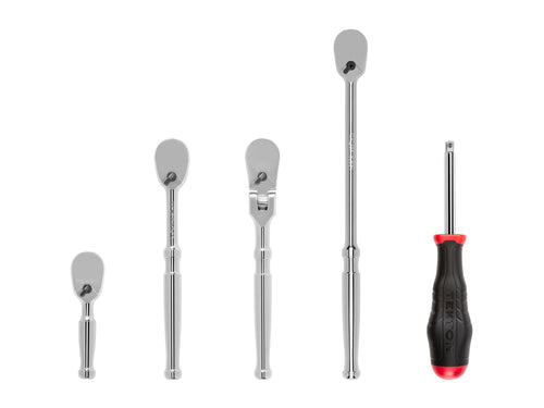 1/4 Inch Drive Non-Quick-Release Ratchet and Spinner Handle Set (5-Piece)