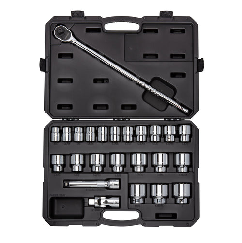 3/4 Inch Drive Shallow 6-Point Socket and Ratchet Set with Case, 24-Piece (3/4 - 2 in.)