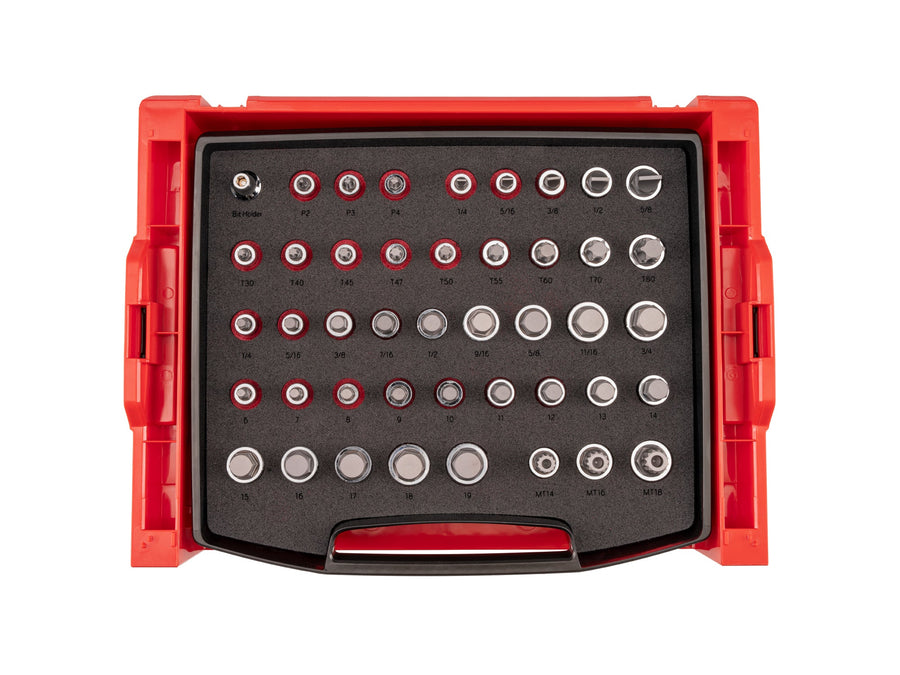 1/2 Inch Drive Bit Socket Set with Open Top Drawer and Rack (44-Piece)