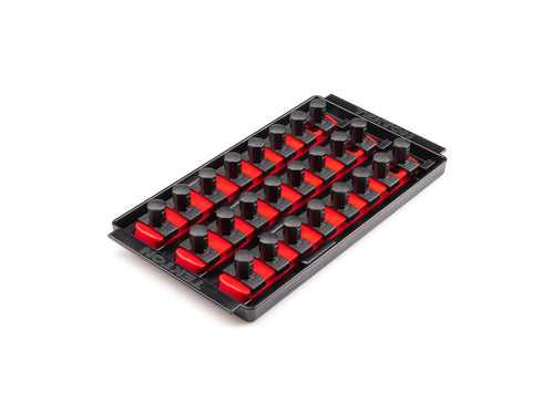 1/2 Inch Drive 3-Rail Socket Organizer Set, Red (24-Tool)