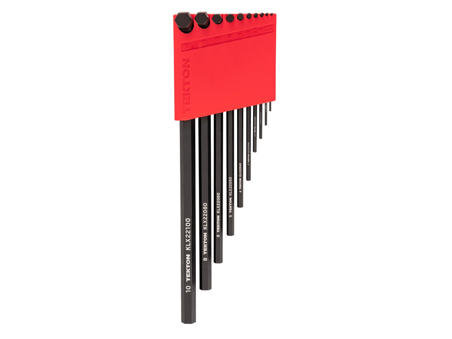 Flat End Hex L-Key Set with Holder, 10-Piece (1.3 - 10 mm, Common Sizes)