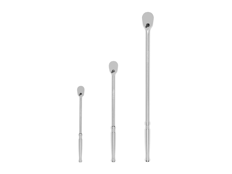 1/4, 3/8, 1/2 Inch Drive Non-Quick-Release Long Ratchet Set, 3-Piece (9, 12, 18 in.)