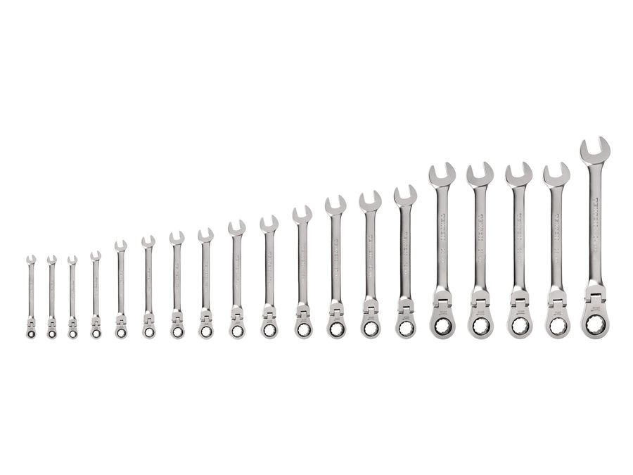 Flex Head 12-Point Ratcheting Combination Wrench Set, 19-Piece (6-24 mm)
