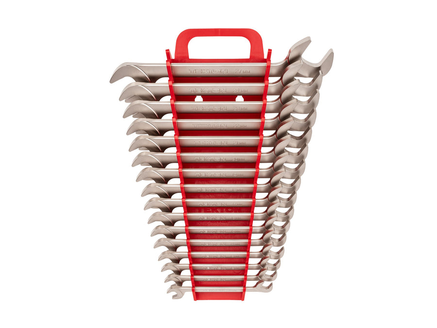 Angle Head Open End Wrench Set with Holder, 16-Piece (10-27 mm)