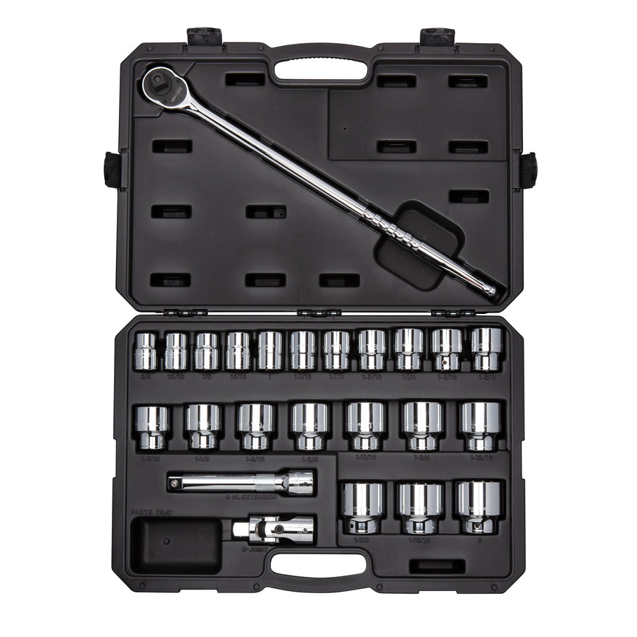 3/4 Inch Drive Shallow 12-Point Socket and Ratchet Set with Case, 24-Piece (3/4 - 2 in.)