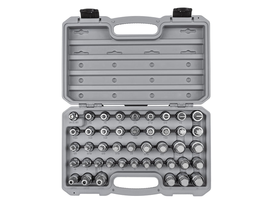 1/2 Inch Drive Hex, Torx, TR Triple Square, Phillips, Slotted Bit Socket Set with Case (44-Piece)
