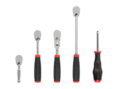 1/4 Inch Drive Non-Quick-Release Comfort Grip Ratchet and Spinner Handle Set (5-Piece)