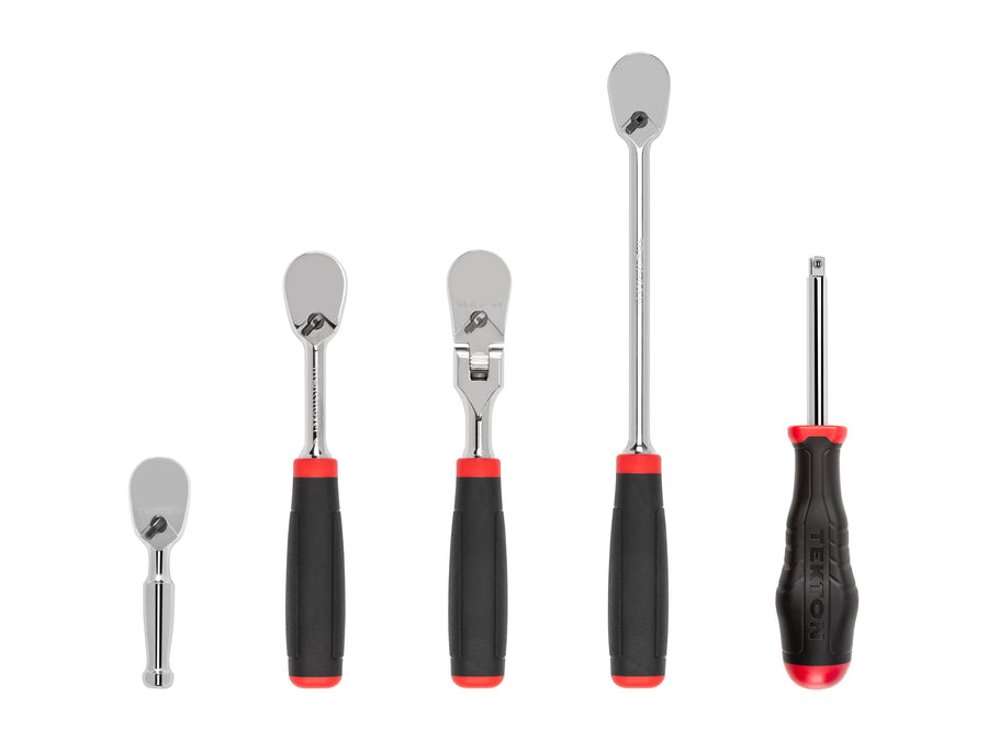 1/4 Inch Drive Non-Quick-Release Comfort Grip Ratchet and Spinner Handle Set (5-Piece)