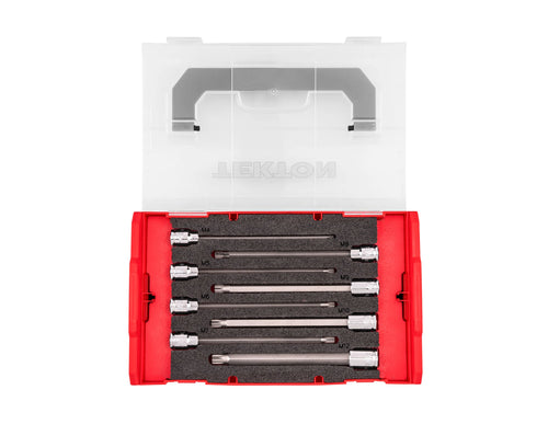 3/8 Inch Drive Long Triple Square Bit Socket Set with Mini Stacking Tool Box, 8-Piece (M4 - M12)