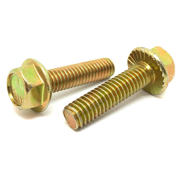 3/8-16x1-1/4" Grade 5 Serrated Hex Flange Bolts Zinc Yellow