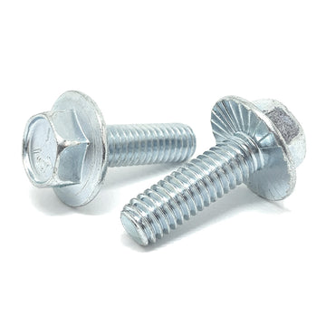 3/8-16x1" Grade 5 Serrated Hex Large Flange Bolts Zinc Clear
