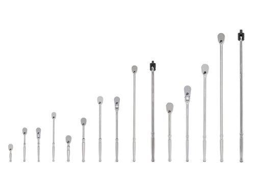 1/4, 3/8, 1/2 Inch Drive Non-Quick-Release Ratchet and Breaker Bar Set (15-Piece)