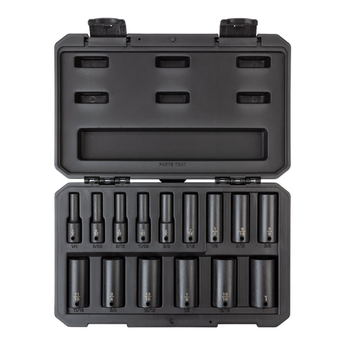 3/8 Inch Drive Deep 6-Point Impact Socket Set with Case, 15-Piece (1/4 - 1 in.)