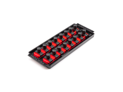 1/2 Inch Drive 2-Rail Socket Organizer Set, Red (16-Tool)